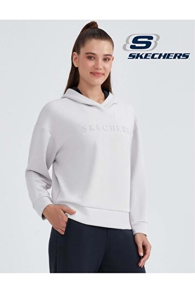 SKECHERS М'яка толстовка з капюшоном Soft Touch Kadın Gri Sweatshirt S232187-811