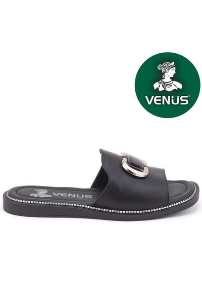 Venüs Drion Genuine Leather Women's Slippers Black