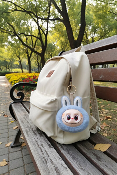 AYDINER TEKSTİL Labubu Furry Soft Charm Keychain Mascot Colorful Blue