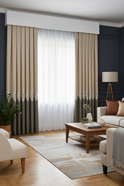 Emuz Fon Curtain Evora Pattern Panel Fon, Cream - Brown 1 / 3 Frequently Plea...