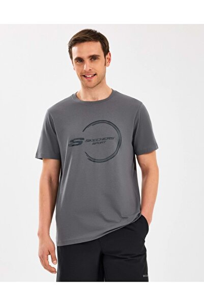 SKECHERS M Лека графична тениска за мъже, сива Tshirt S2510161-003