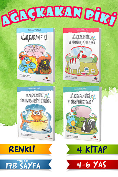 Harika Çocuk Yayınları 4 - 6 Yaş Ağaçkakan Piki Okuma Seti - 4 Kitap - Renkli...