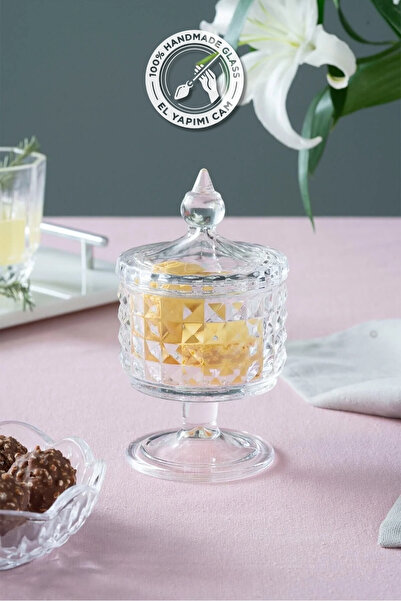 Glamis Selen Concept Vera Model Kapaklı El Yapımı Cam Kurabiyelik