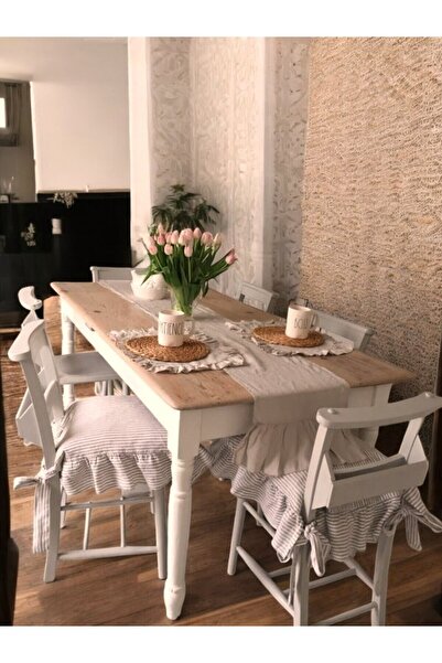 shules collection PERNĂ DE SCAUN CU VOLANE PE 4 LATE, CU DUNĂ BEJ