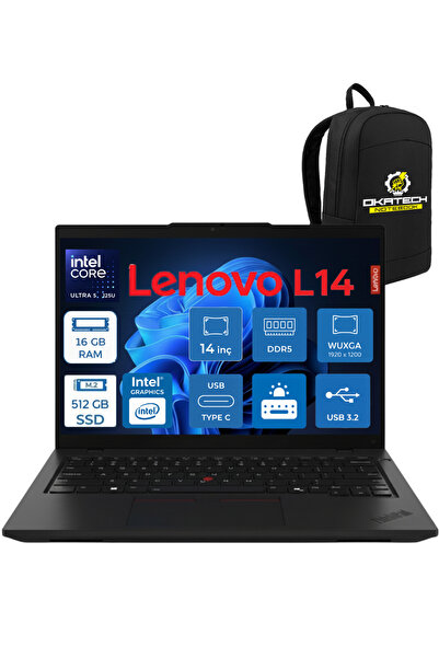 LENOVO THİNKPAD L14 G5 ULTRA 5-125U 16GB 512GB SSD 14" WİN 11 PRO DİZÜSTÜ BİL...