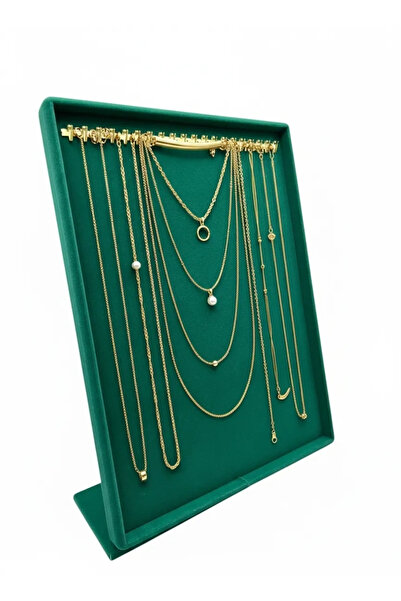 MeGass Dekor Yerli Üretim Süet Kumaş Tırnaklı Yeşil Renk 34/24 Cm Ayaklı Tesb...