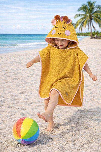 ELY PARKER Poncho Children's Bathrobe Beach Towel Hooded (3-8 Years) Inner-Ou...