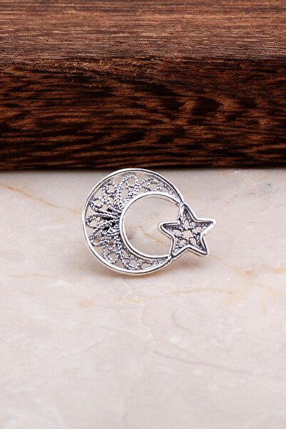 Sümer Telkari Telkari İşlemeli Ay Yıldız Gümüş Rozet 25