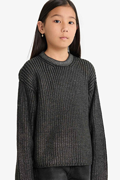 DeFacto Kız Çocuk Bisiklet Yaka Triko Kazak F2615A825AU