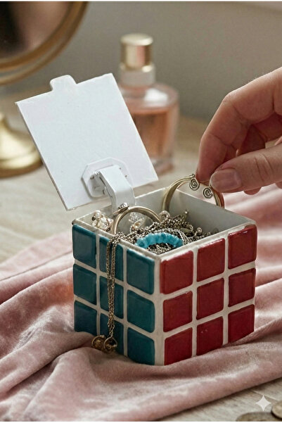 Tasarım El Yapımı Mozaik Seramik Rubik Küp Kutusu – Mücevher & Hatıra Saklama