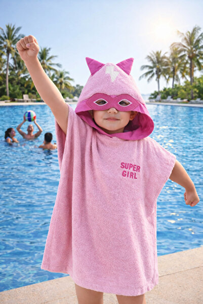 ELY PARKER 100% Cotton Hooded Poncho Bathrobe for 3-8 Years Old Baby Girl - S...