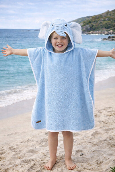 ELY PARKER Poncho Children's Bathrobe Beach Towel Hooded (3-7 Years) Inner-Ou...
