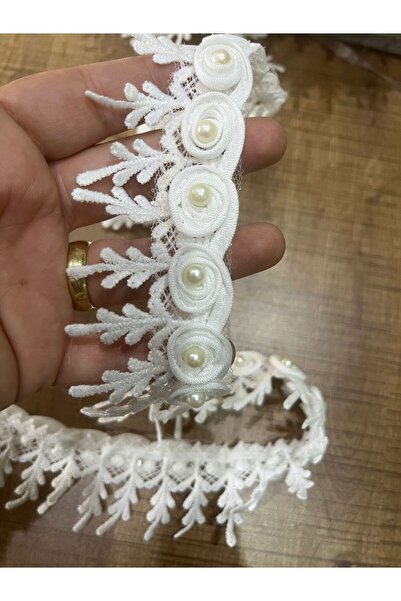 Gönülden Tasarım Accesoriu de cusut cu dungi albe în relief cu mărgele de per...