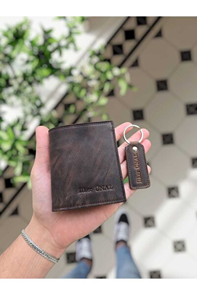 Visso leather 0-111 Hakiki Doğal Gerçek Deriden Kişiye Özel Cüzdan  Erkek Kad...