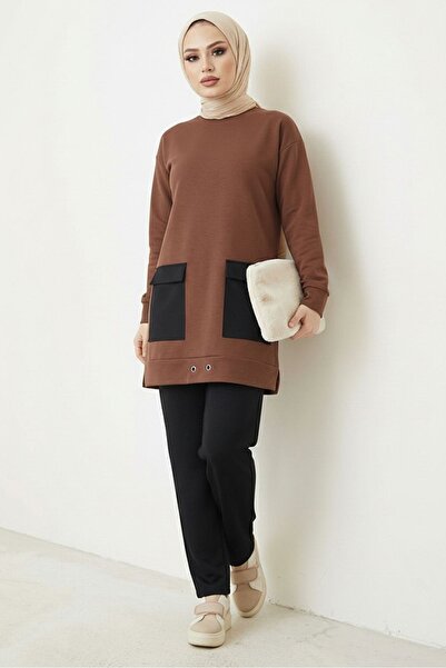 Bestenur Poklopac Sa džepovima Dvostruki set 1666 - Smeđi