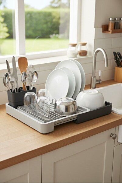 Bayev Baron Gri Sürgülü Açılabilen Bulaşıklık - Çatal Kaşık Hazneli Tabaklık ...