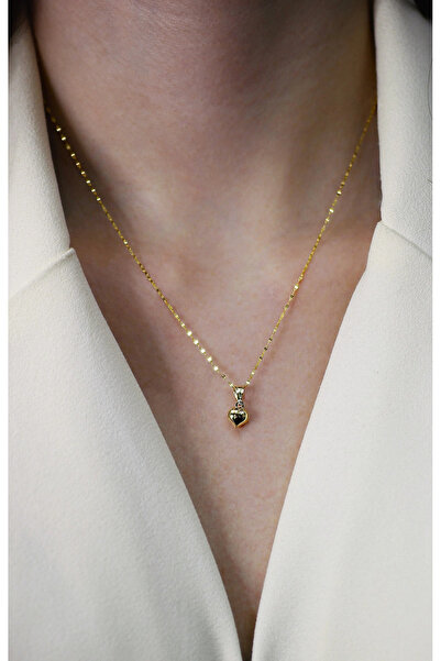 DİAMİNE PIRLANTA Sevgililer Günü Hediyesi 14 Ayar Altın Kalpli Kolye