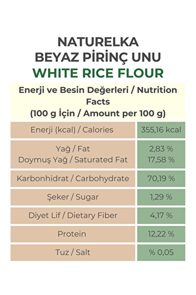 Naturelka Glutensiz Beyaz Pirinç Unu 500 Gr