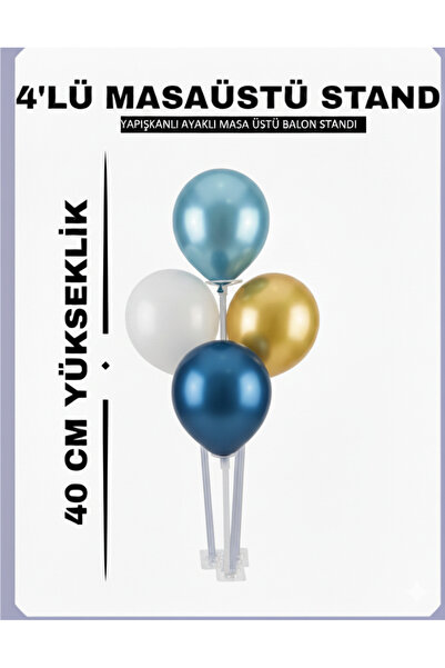 Deniz Party Store 4 ÇUBUKLU MASA ÜSTÜ YAPIŞKANLI AYAKLI BALON STANDI 40 CM