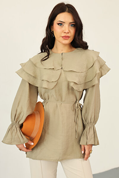 Salih Çelebi Τουνίκ με πολυεπίπεδο γιακά 0062 - ΧΑΚΙ