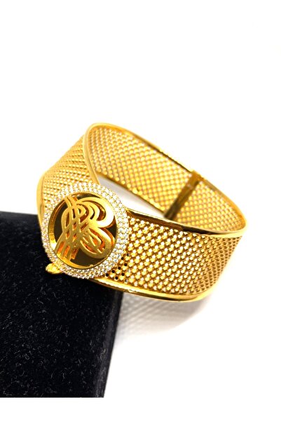 Gürler Kuyumculuk Tuğralı Taşlı Tokalı Delikli 8 Ayar Kelepçe Altın Bileklik ...