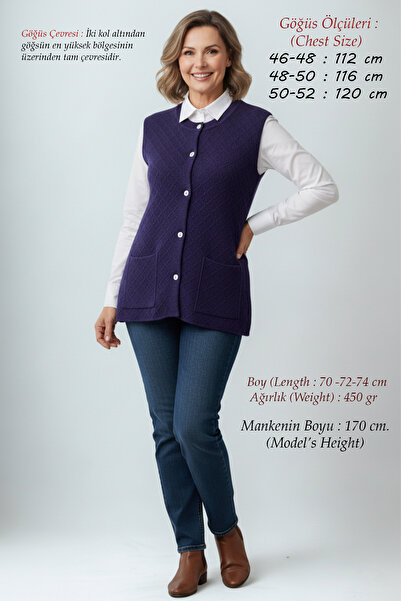 Laden Women's Knitwear Bearded Plus Size Mother Winter Vest