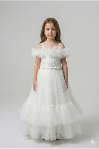 modallita فستان سهرة بناتي مزين بالترتر