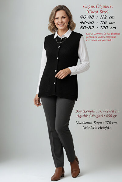 Laden Women's Soft Steel Knitwear Plus Size Thick Winter Black Mother Vest