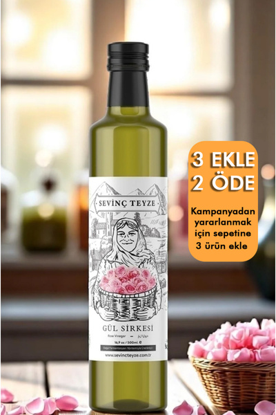 Organik Teyze Sevinç Teyze Doğal Fermantasyon Gül Sirkesi, Rose Vinegar 500ml