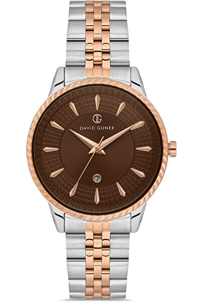 DAVID GUNER Rose White Coated Brown Dial Women's Watch Dg-8680La-E6