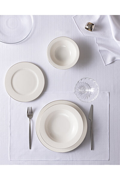 Madame Coco Grace 6 Kişilik 24 Parça Yemek Takımı - Beyaz/Silver