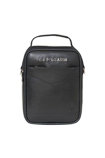 U.S. Polo Assn. Λεπτομερής λογότυπος εκτύπωση σε μαύρη ανδρική τσάντα Messeng...