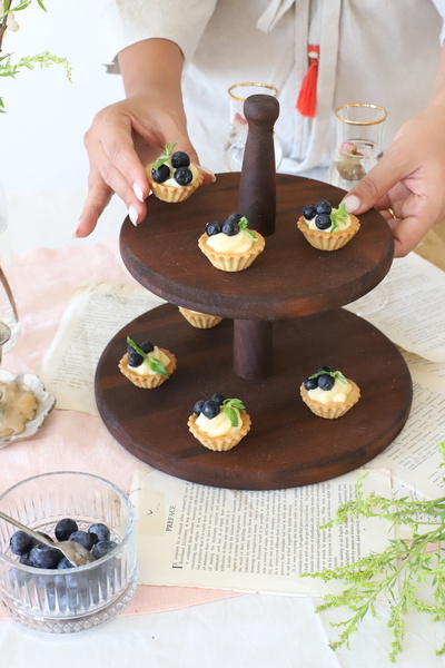 Akayev Ahşap İki Katlı Sunum Tabağı