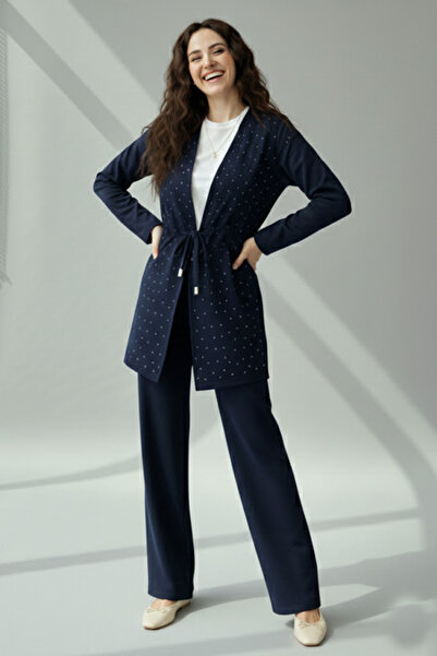 benguen Stone Hijab Double Set N7176 Navy Blue