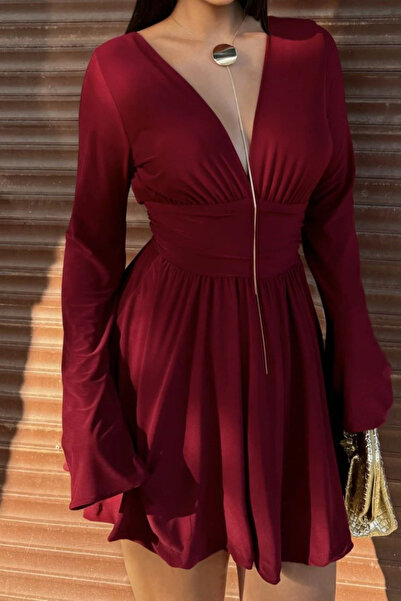 SEVENLINE Mini rochie spaniolă cu decolteu în V pentru femei, cu mâneci scurte