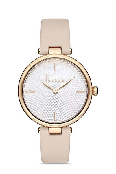 Freelook Women's Rose Gold-Black Steel Case Round Dial Leather Band Wristwatc...