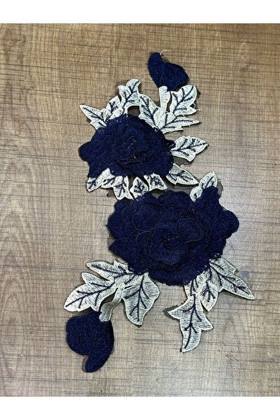 Gönülden Tasarım Kabartma Lacivert Nakış İşleme Çiçekli Dikiş Aksesuarı 30x15 Cm