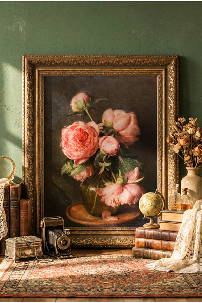 epiqart Şakayık - Vintage Desenli Çerçeve