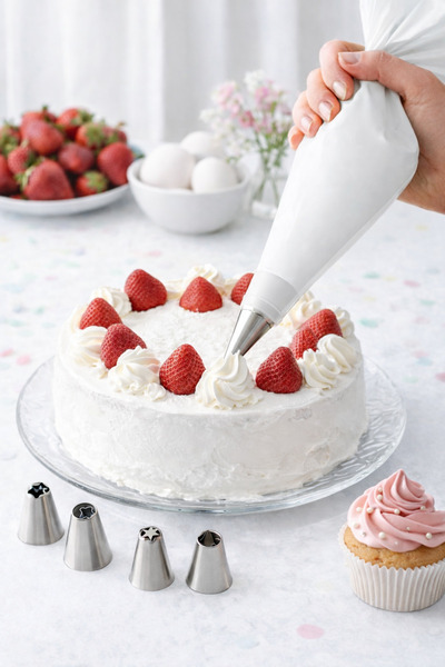 Flaura Home Pasta Krema Sıkma Torbası ve 6’lı Paslanmaz Duy Seti – Profesyone...