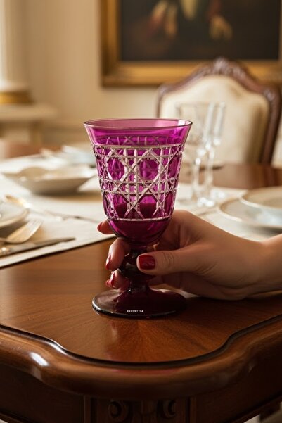 DECOSTYLE GLORİA Pembe El Kesmesi Kadeh Bardak 200 ml - Tekli Lüks Cam Likör ...