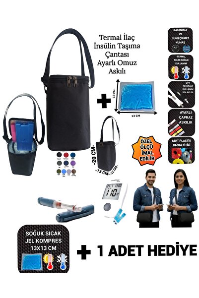 SEVBAGS İlaç İnsülin Taşıma Termal Termos Çantası Ayarlı Omuz Askılı
