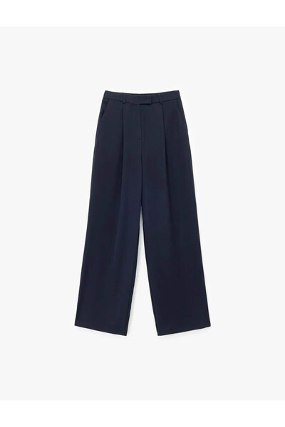 Koton Ψηλόμεσο ύφασμα Palazzo Γυναικείο παντελόνι Navy Blue 6WAK40068UW