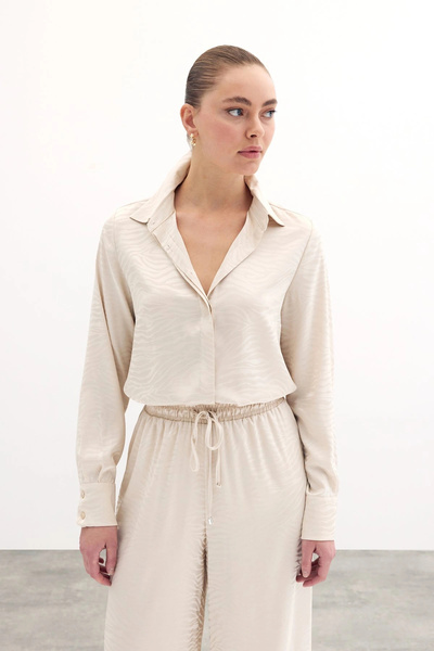 Sateen Stone Color Patterned Plain Classic Shirt