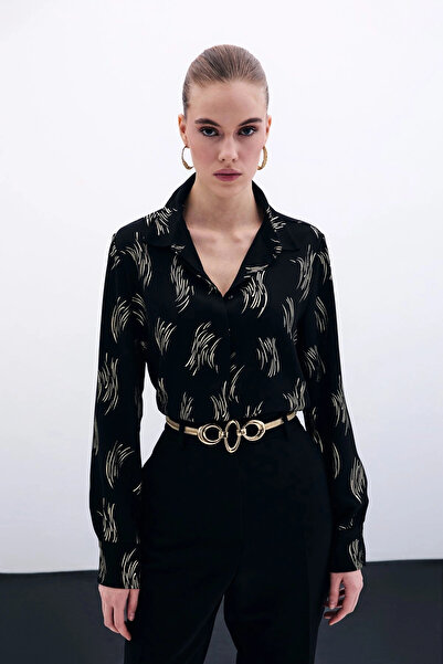 Sateen Cămașă cu imprimeu clasic auriu