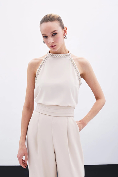 Sateen Μπεζ αξεσουάρ Tank Top