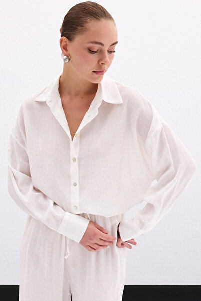 Sateen Casual Shirt - Ecru
