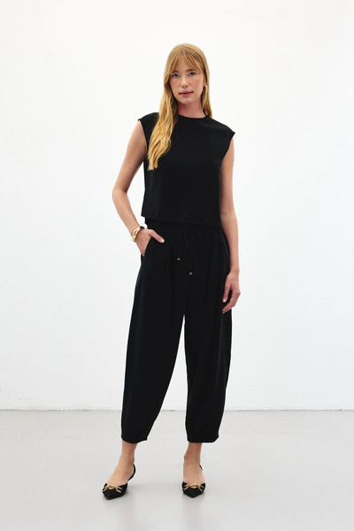 Sateen Παντελόνι Shalwar Cut - Μαύρο