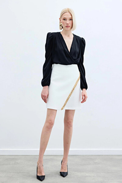 Sateen Мини пола с верижка и аксесоар - екрю