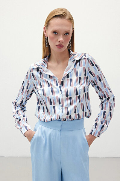 Sateen Plain Classic Shirt - Baby Blue