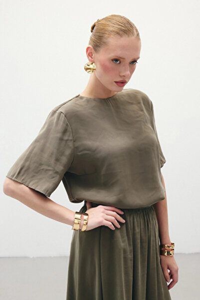 Sateen Короткий рукав блуза - хакі